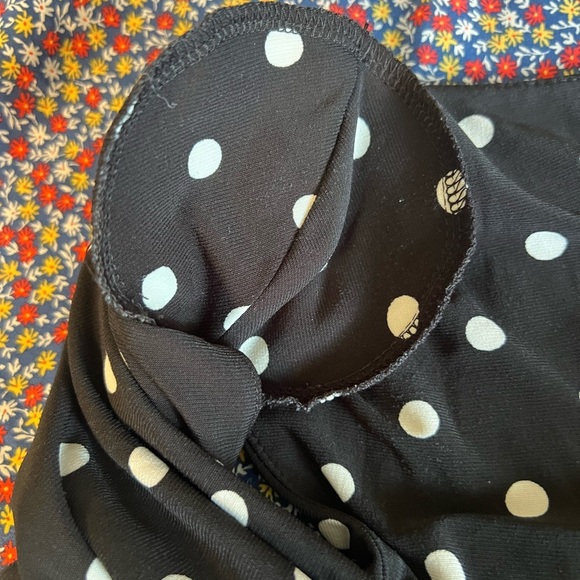 LRL Sleeveless A Line Dress Black White Polka Dot Sz 14P V Neck Classic Preppy - Picture 10 of 10